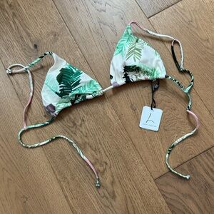 Lenny Niemeyer Marau Triangle Bikini Top - Size M - NWT - Cream/Pink/Green